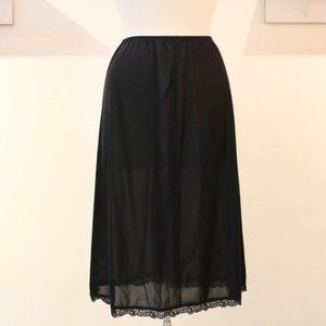 Black Mid Length Slip Skirt